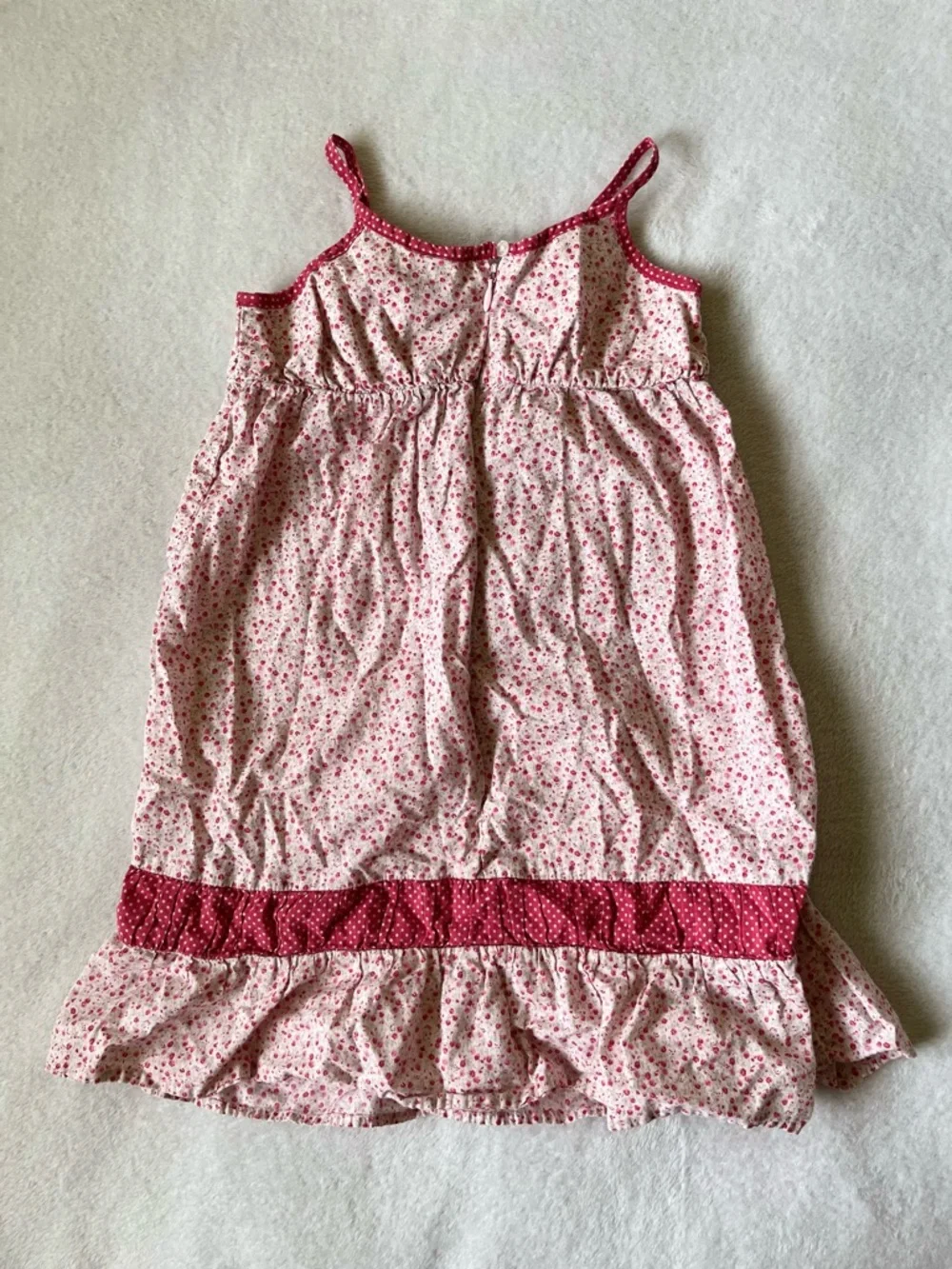 GAP Pink Floral Toddler Tank Dress with Polka-Dot Trim